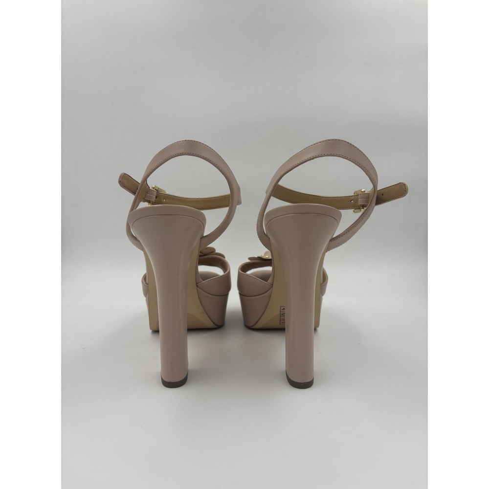 Michael Kors Blush Pink Leather Rose Studded Platform Block Heel Womens Size 9M - Picture 4 of 12